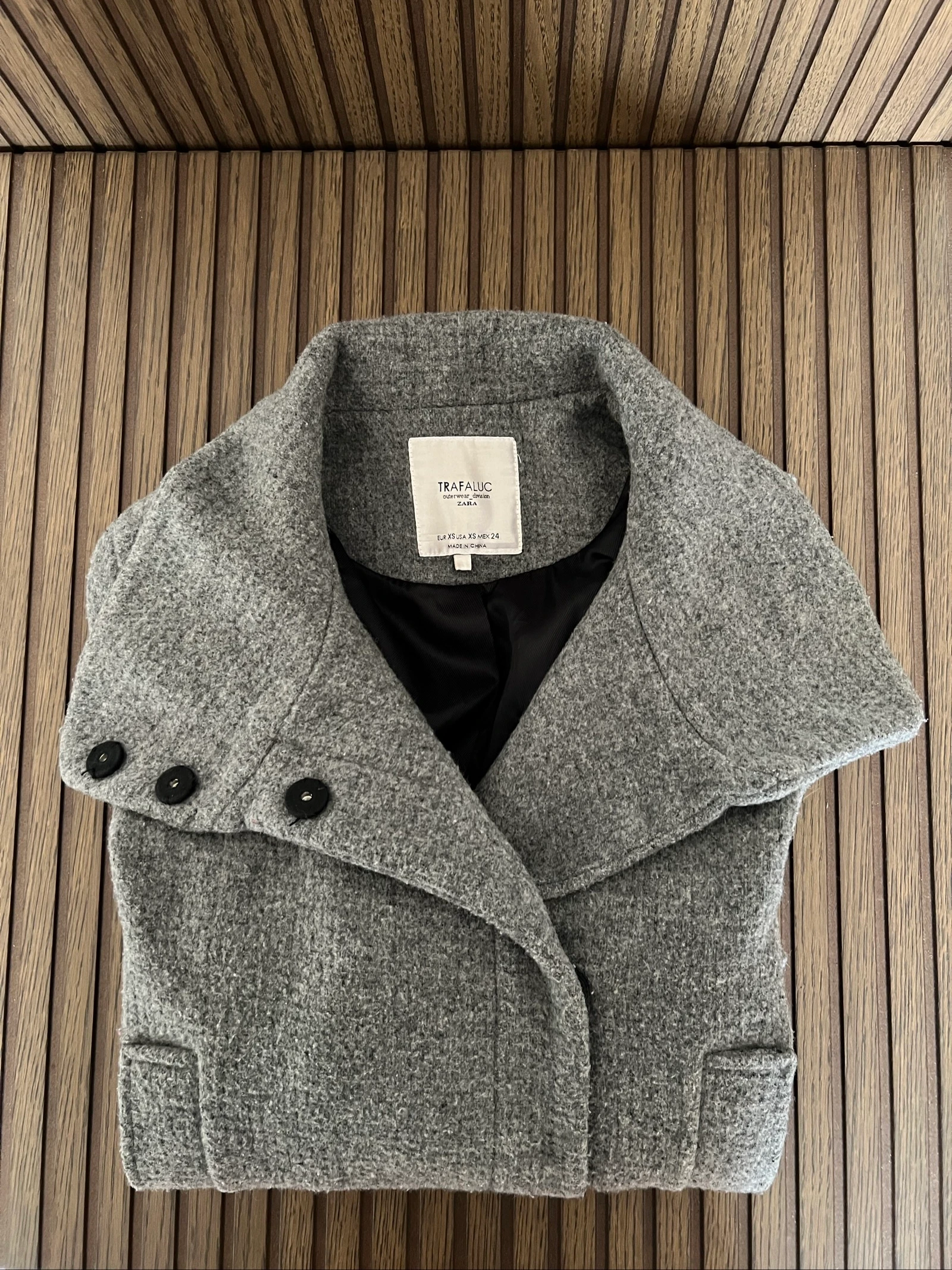 Zara Gray Wool Coat with Collar – photo 2